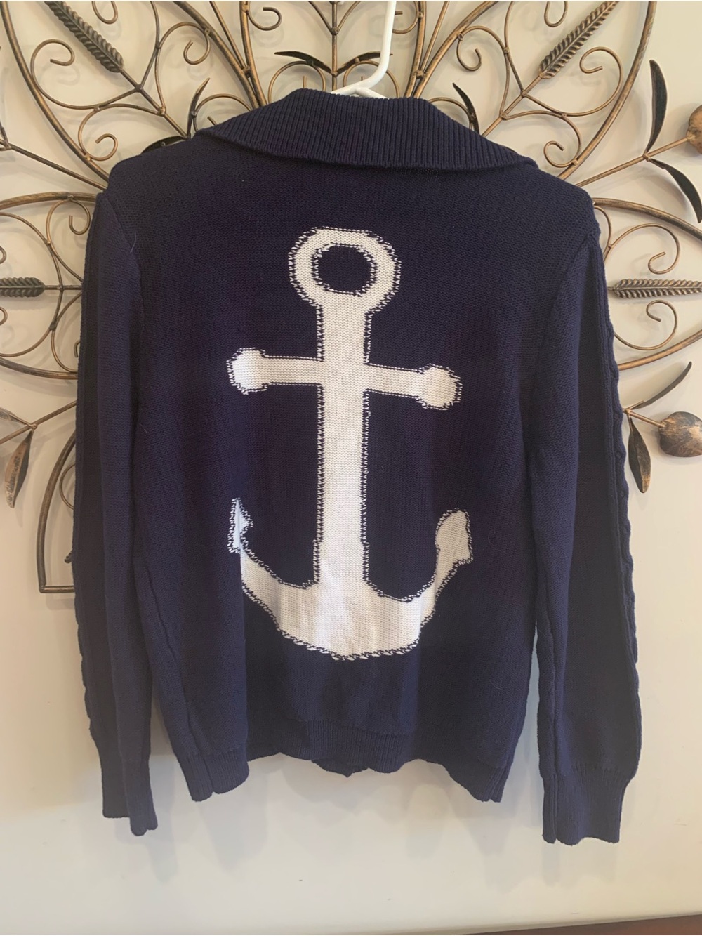 NWT Tribal Navy Sweater with White Anchor Motif